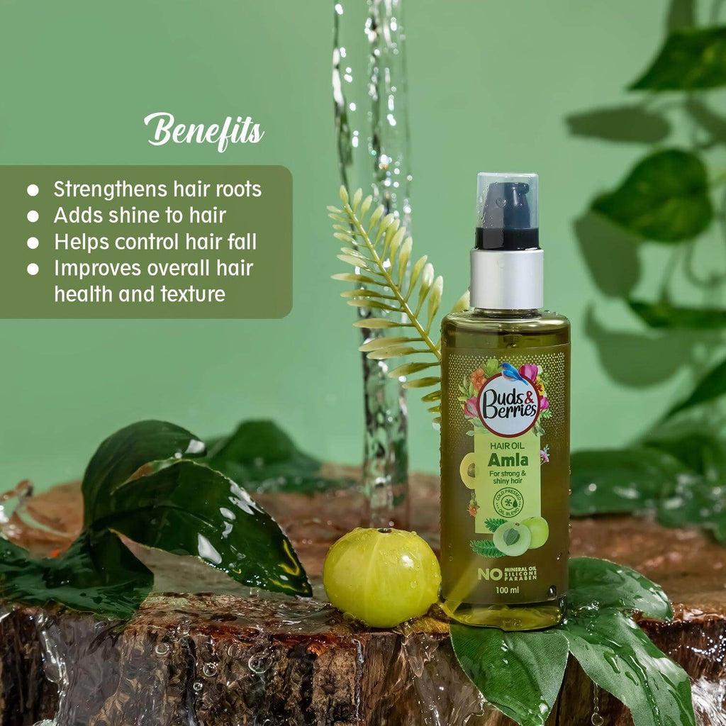 Amla Hair Oil for strong & shiny hair |NO Mineral Oil, NO Silicone, - 100 ml - Buds&Berries