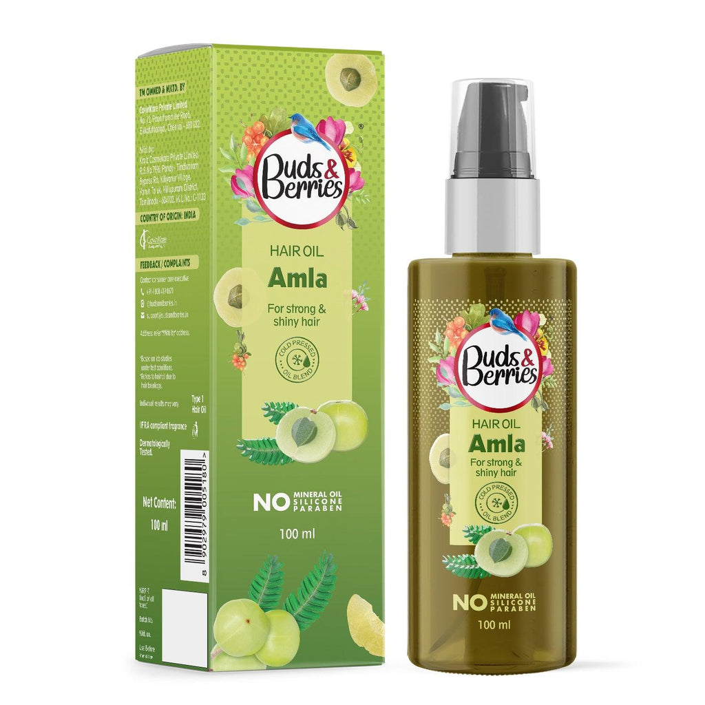 Amla Hair Oil for strong & shiny hair |NO Mineral Oil, NO Silicone, - 100 ml - Buds&Berries