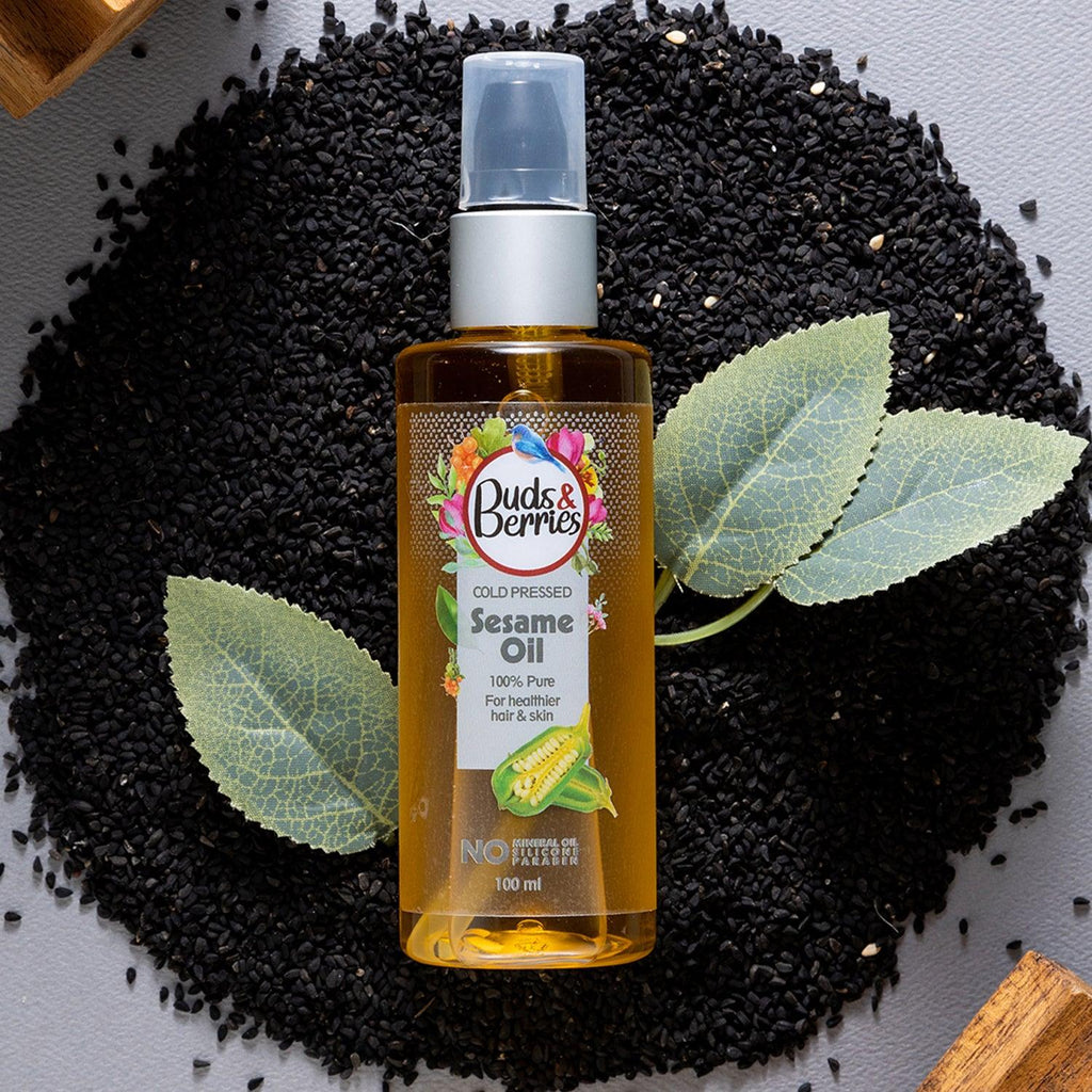 Cold Pressed Sesame Oil for long lasting conditioning |NO Mineral Oil, NO Silicone, - 100 ml - Buds&Berries