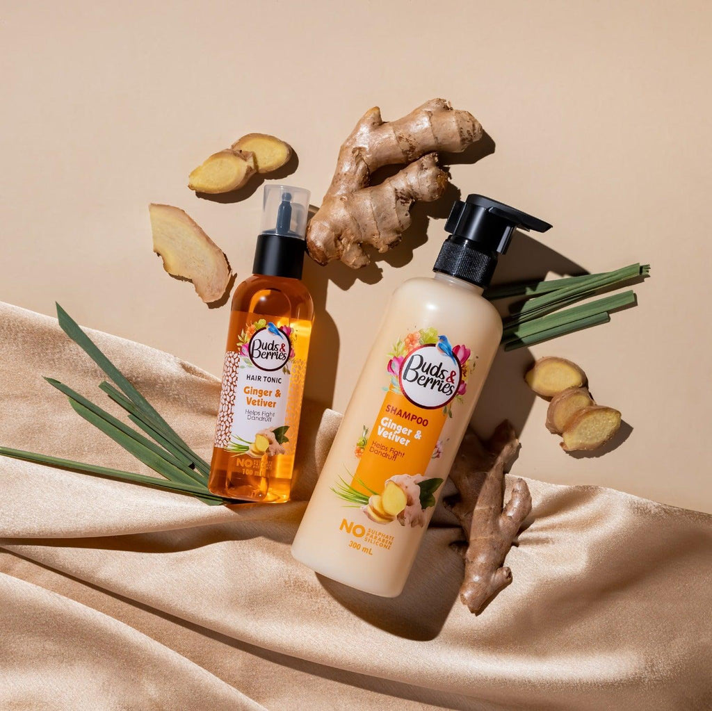 Ginger Anti Dandruff Shampoo 300 ml - Get Hair Tonic Free - Buds&Berries