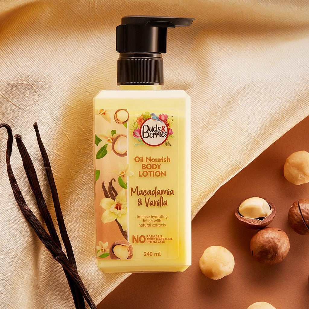 Macadamia and Vanilla Oil Nourish Body Lotion for Normal to Dry skin - 240 ml - Buds&Berries