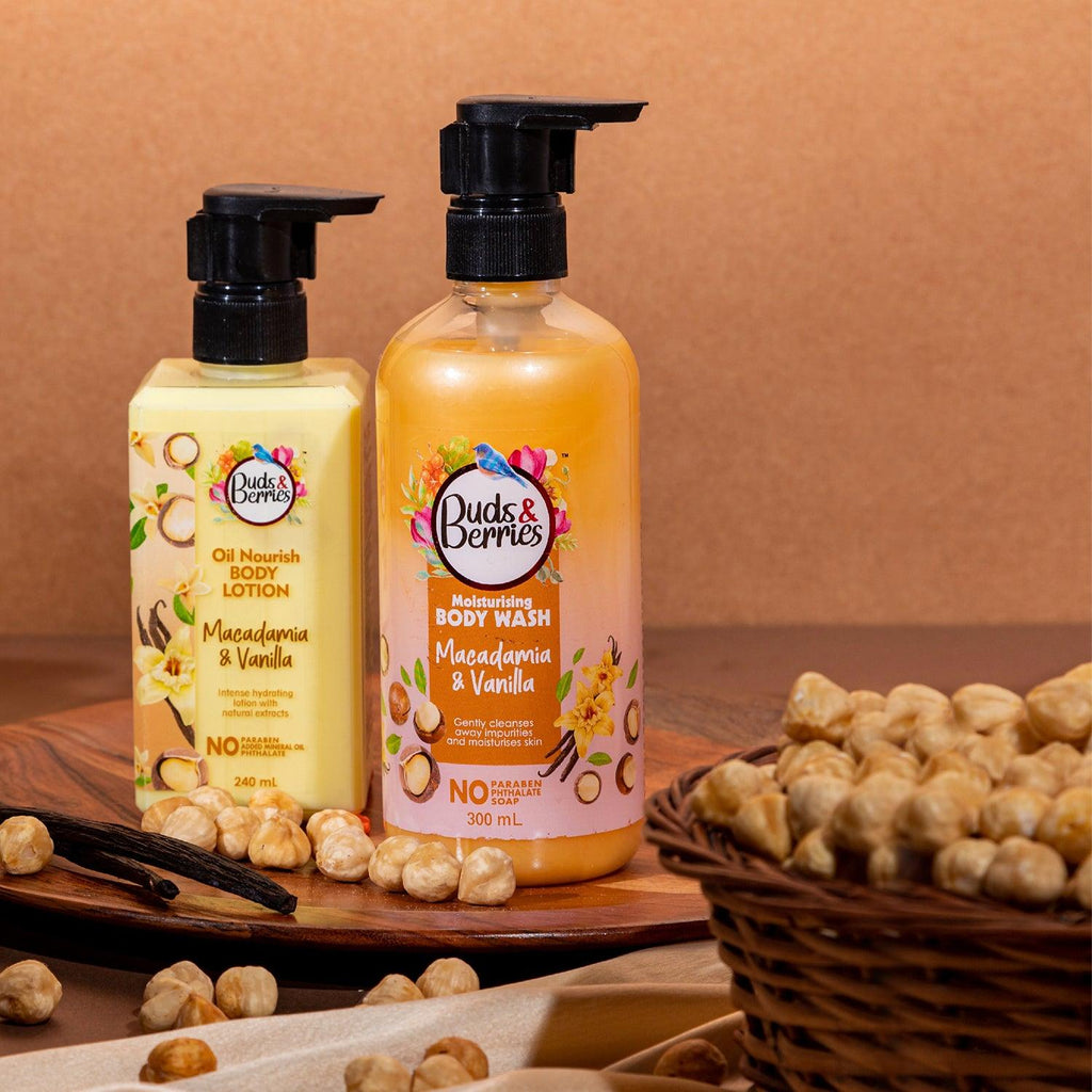 Macadamia Vanilla Hydration duo - Bodywash 300ml and Body Lotion 240ml - Buds&Berries