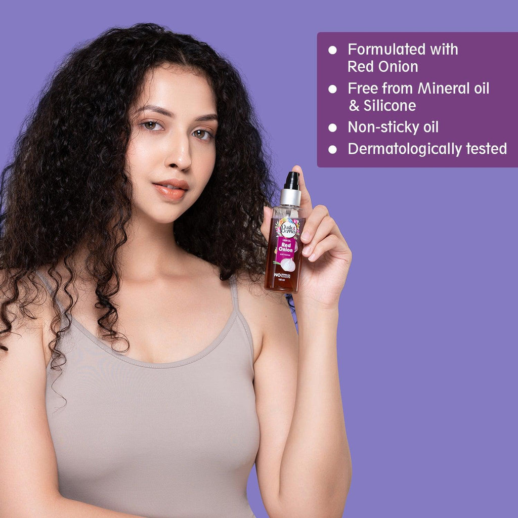 Red Onion Hair Oil for Anti Hairfall | NO Mineral Oil, NO Silicone - 100 ml - Buds&Berries