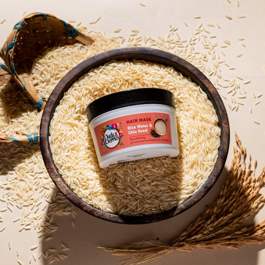Rice Water Nourishment Champi Trio- Shampoo 300ml + Hair Mask 200ml + Hair Oil 100ml - Buds&Berries