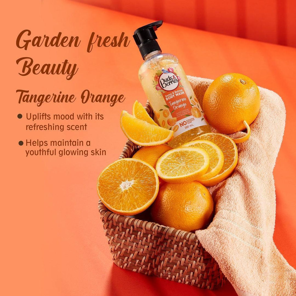 Tangerine Detox & Refresh Duo- Tangerine Bodywash(300ml) with Tangerine Body Lotion(240ml) - Buds&Berries