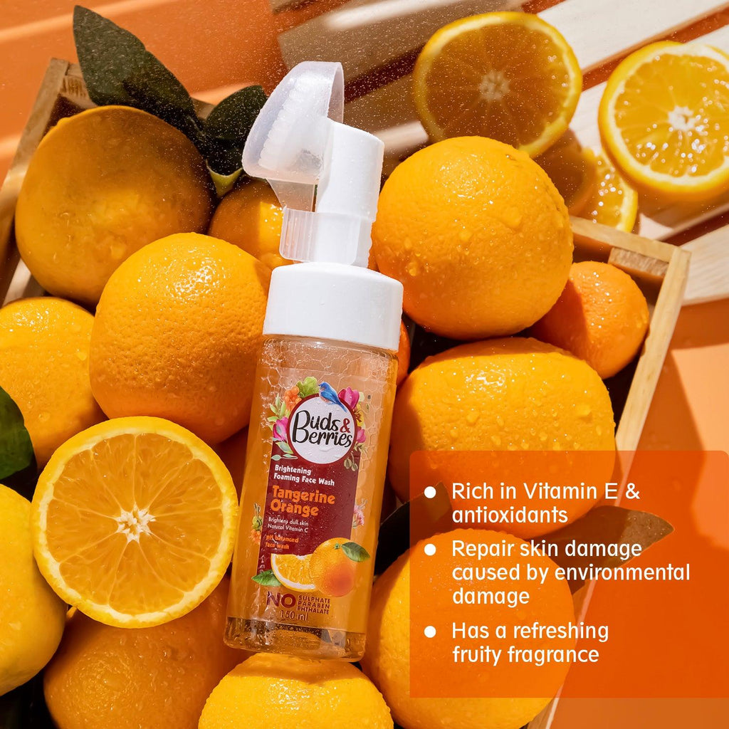 Tangerine Orange Natural Glow Combo - Facewash 150 ml + Body Wash 300 ml + Body Lotion 240 ml - Buds&Berries