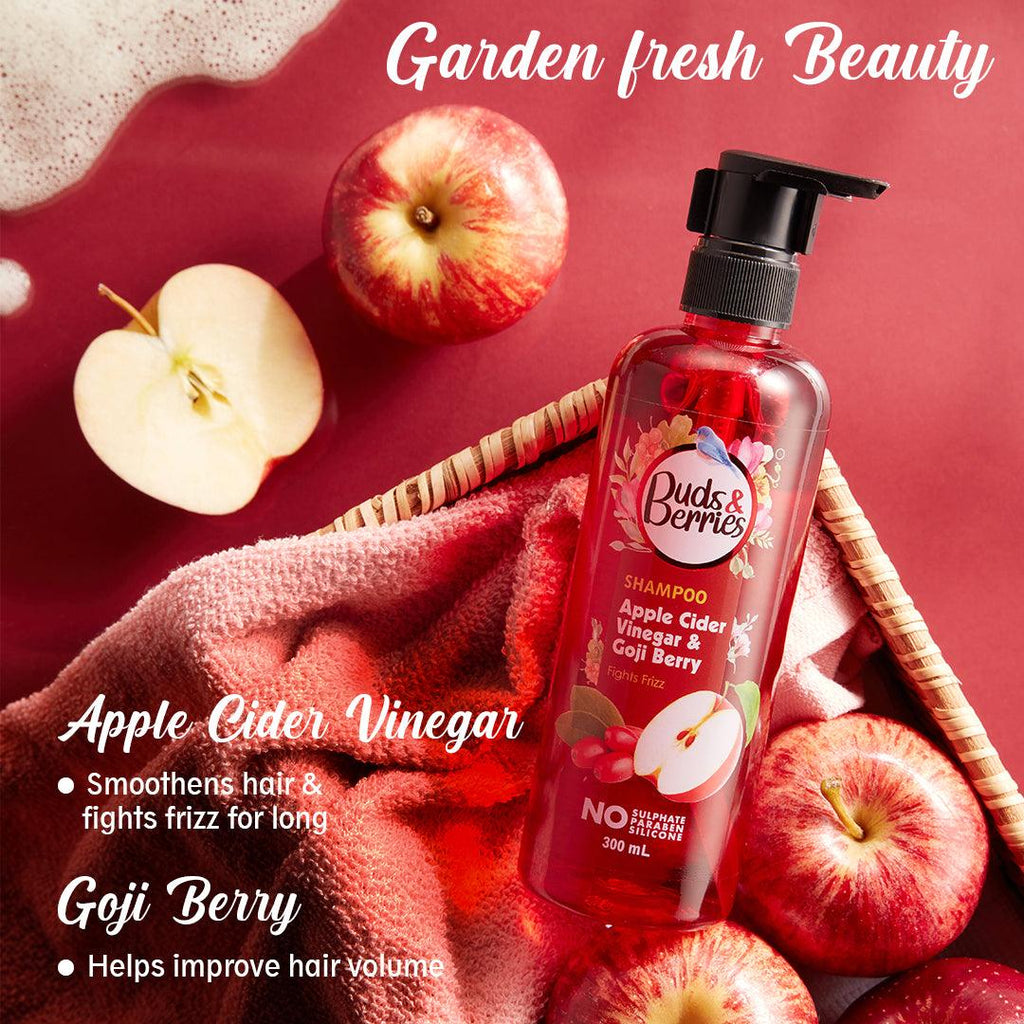 Apple Cider Vinegar & Gojiberry Shampoo for Dry & Frizzy Hair - 300 ml - Buds&Berries