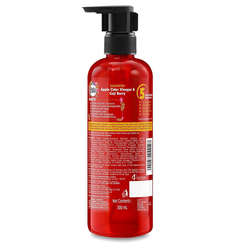 Apple Cider Vinegar & Gojiberry Shampoo for Dry & Frizzy Hair - 300 ml - Buds&Berries