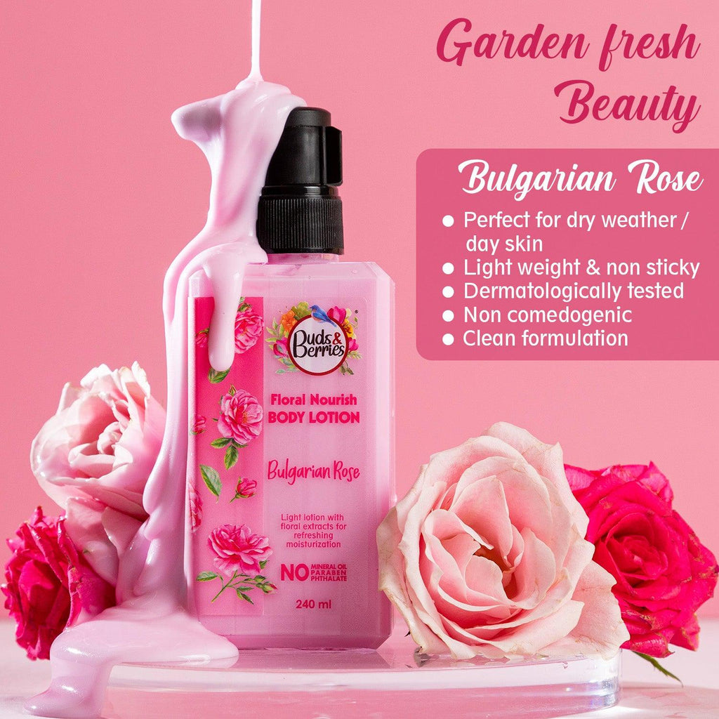 Bulgarian Rose Body Lotion No Paraben, No Phthalate, No Mineral Oil - 240ml - Buds&Berries