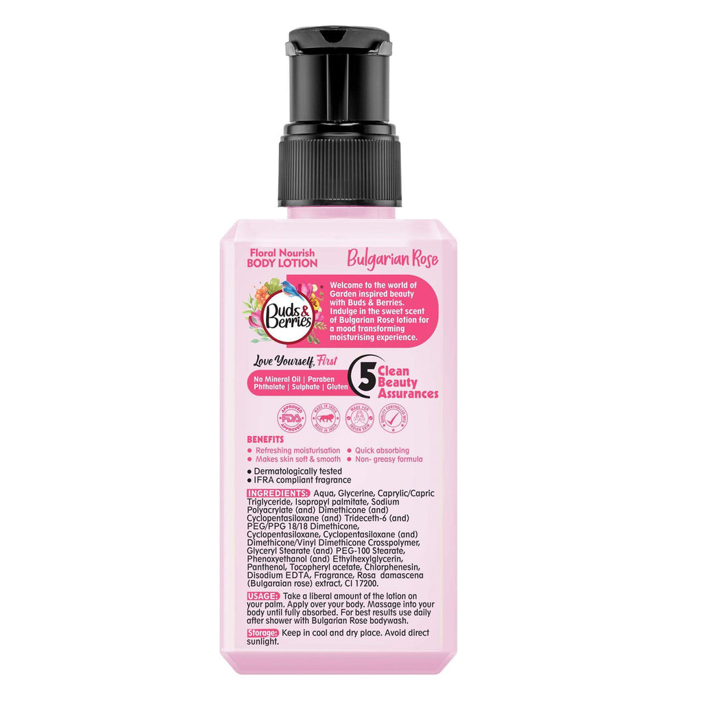 Bulgarian Rose Body Lotion No Paraben, No Phthalate, No Mineral Oil - 240ml - Buds&Berries