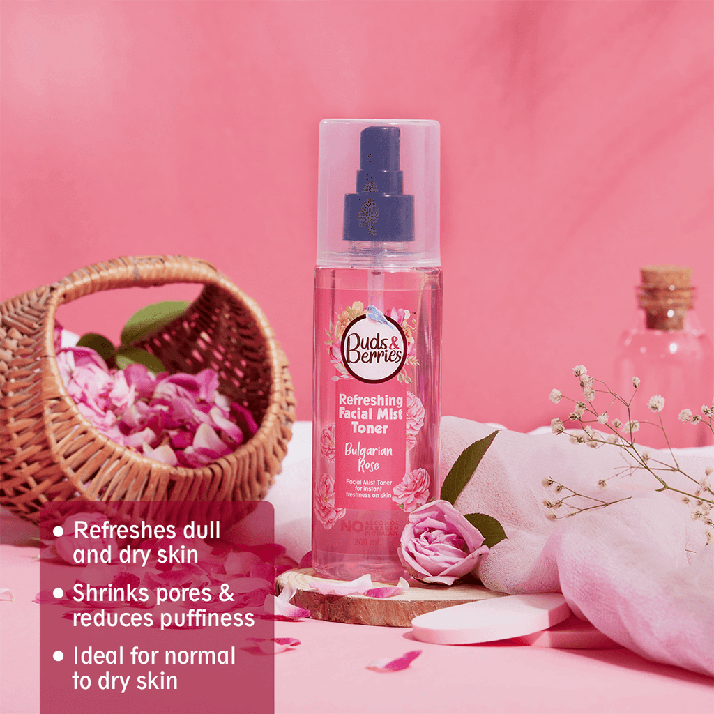 Bulgarian Rose Refreshing Facial Mist Toner For Normal to Dull Skin 200 ml - Buds&Berries