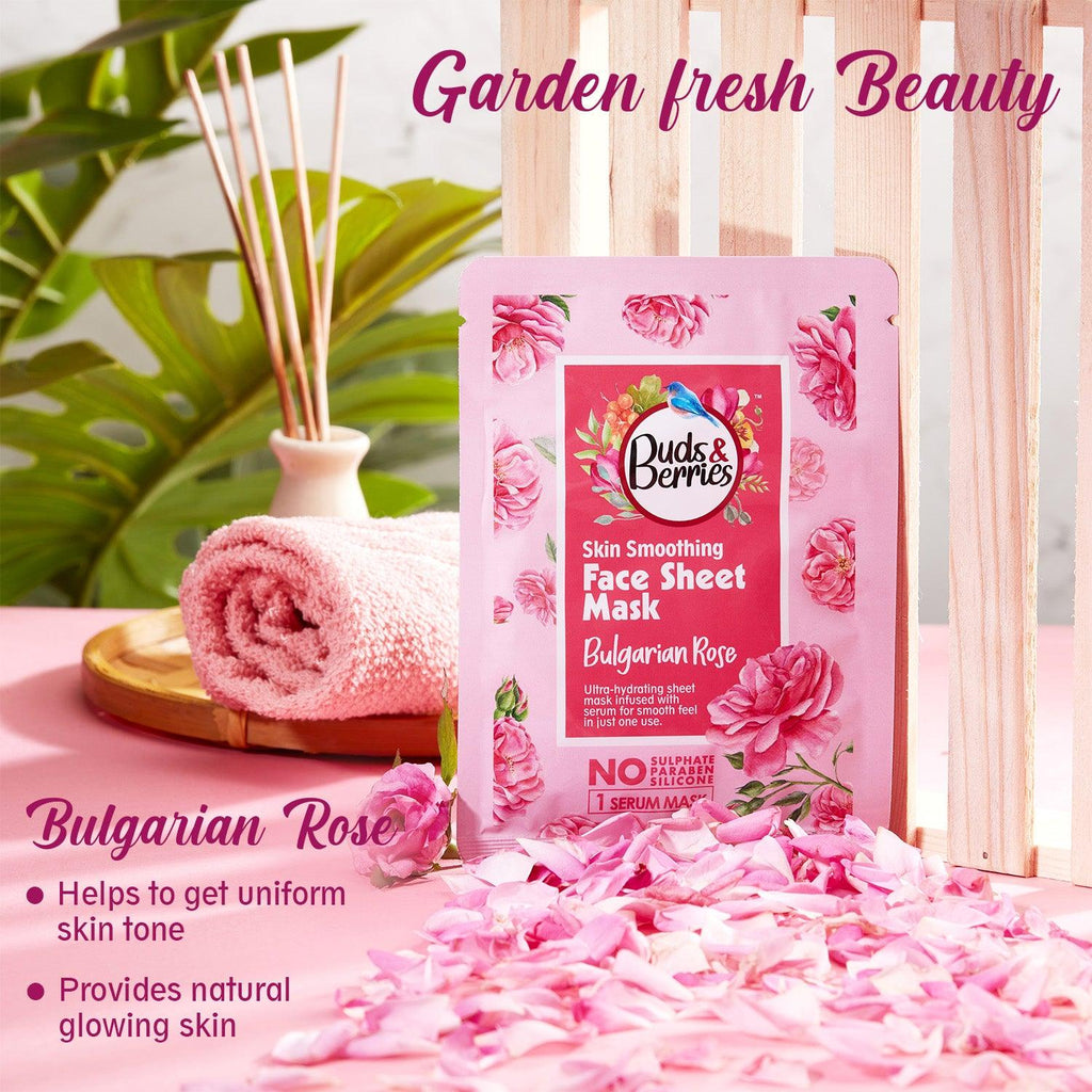 Bulgarian Rose Skin Smoothing Face Sheet Mask - Buds&Berries