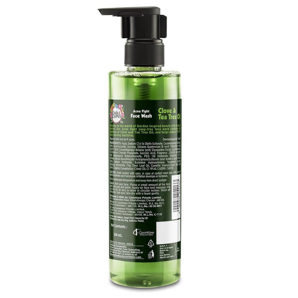 Clove and Tea Tree Oil Acne Fight Facewash for Oily Acne Prone Skin - 240 ml - Buds&Berries