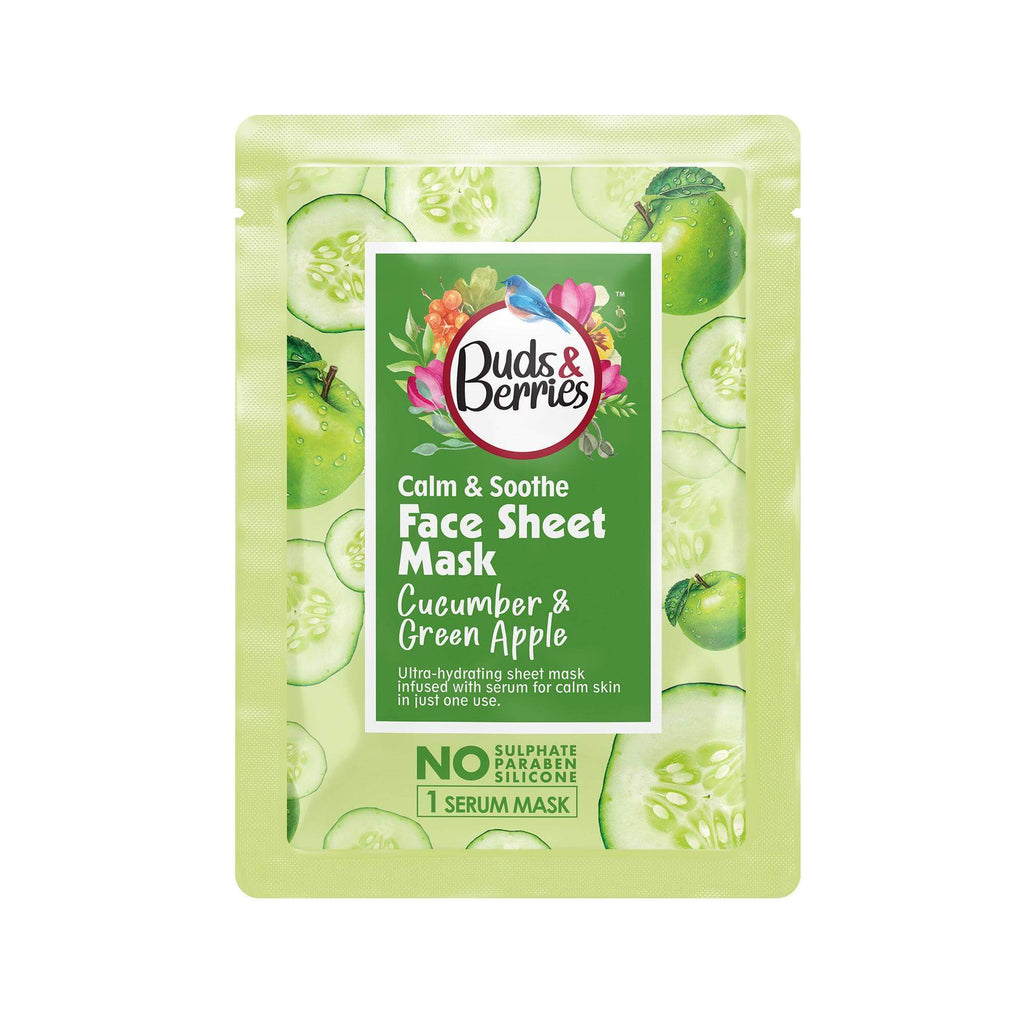 Cucumber & Green Apple Calming & Soothing Face Sheet Mask - Buds&Berries