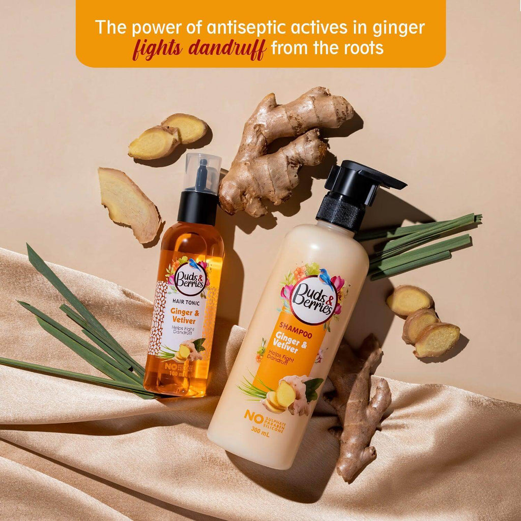 Ginger Anti Dandruff Shampoo 300 ml - Get Hair Tonic Free - Buds&Berries