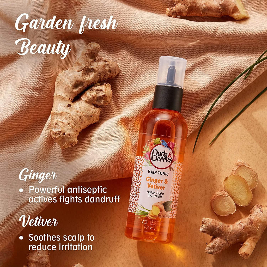Ginger Anti Dandruff Shampoo 300 ml - Get Hair Tonic Free - Buds&Berries