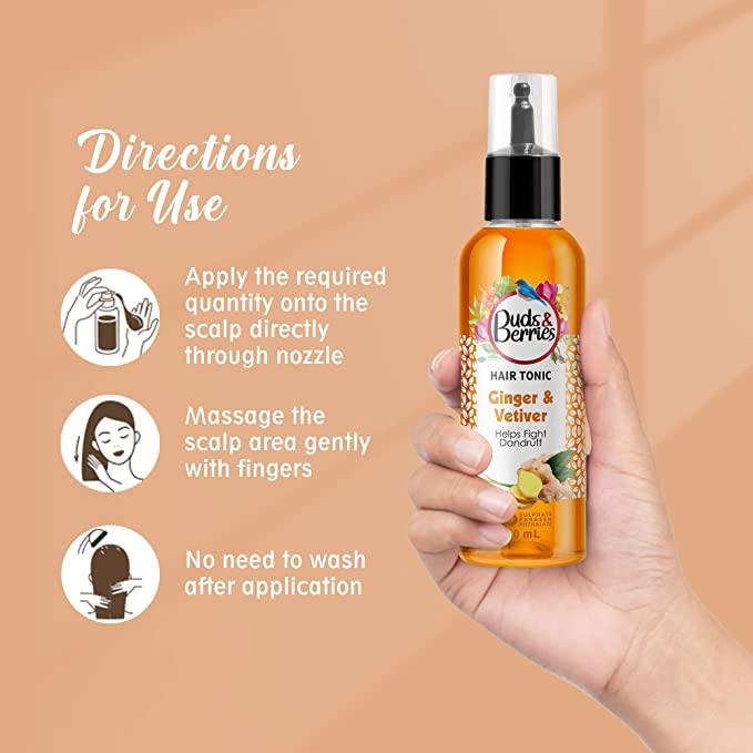 Ginger Anti Dandruff Shampoo 300 ml - Get Hair Tonic Free - Buds&Berries