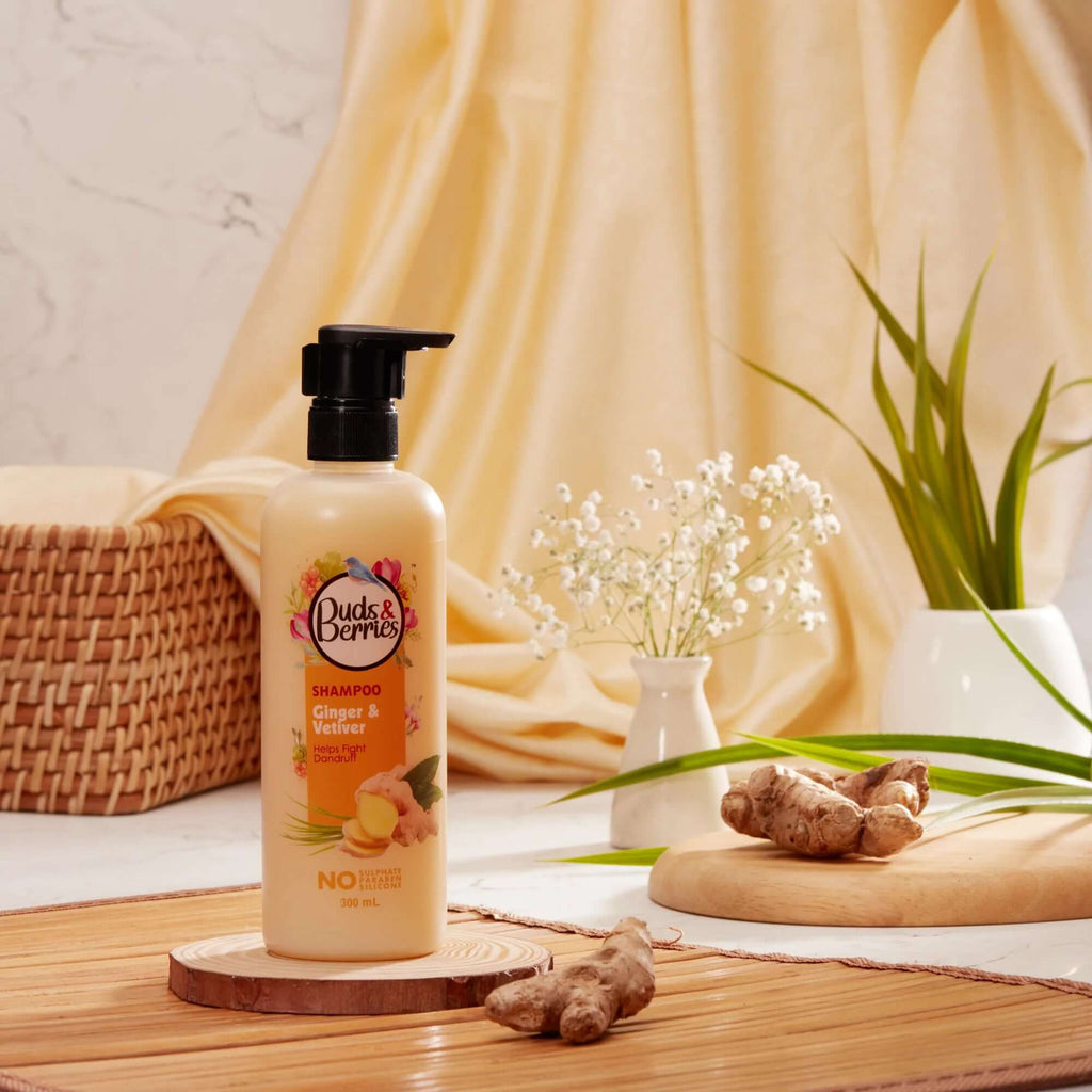 Ginger Anti Dandruff Shampoo 300 ml - Get Hair Tonic Free - Buds&Berries