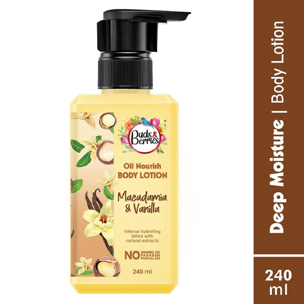 Macadamia and Vanilla Oil Nourish Body Lotion for Normal to Dry skin - 240 ml - Buds&Berries