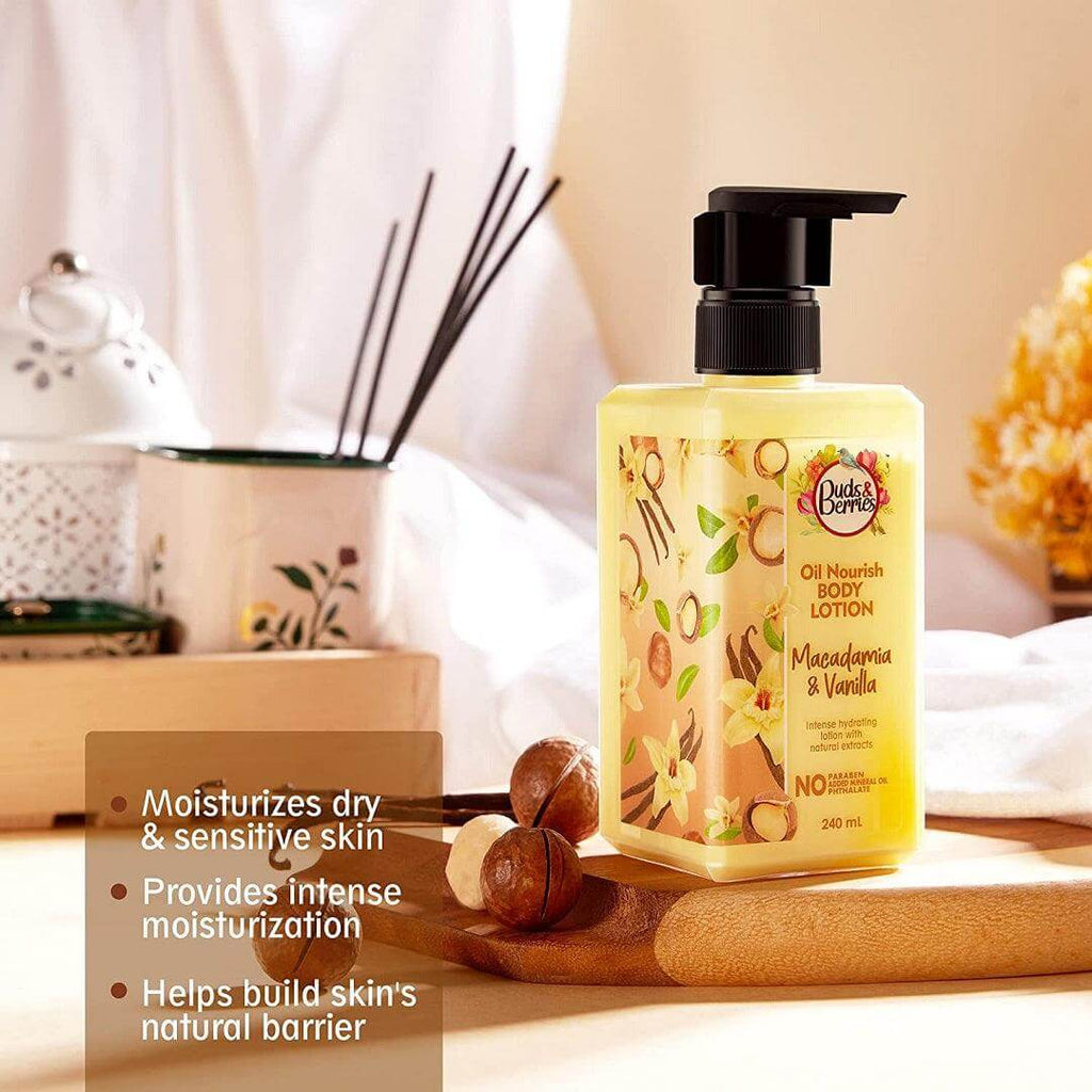 Macadamia Total Skin Care- Macadamia Body Wash(300ml)+Body Lotion(240ml)+Body Butter(200ml) - Buds&Berries