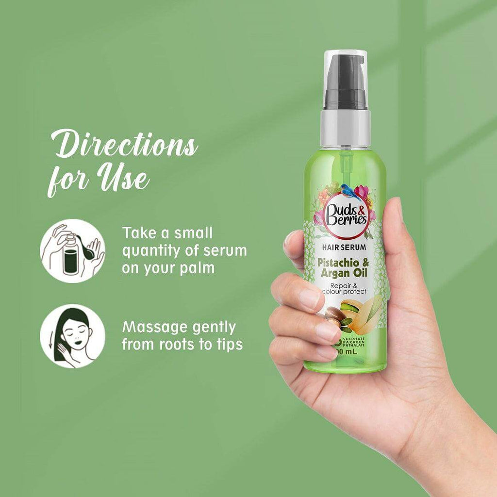 Pistachio and Argan Oil Hair serum for Repair and Colour Protect - 100 ml - Buds&Berries