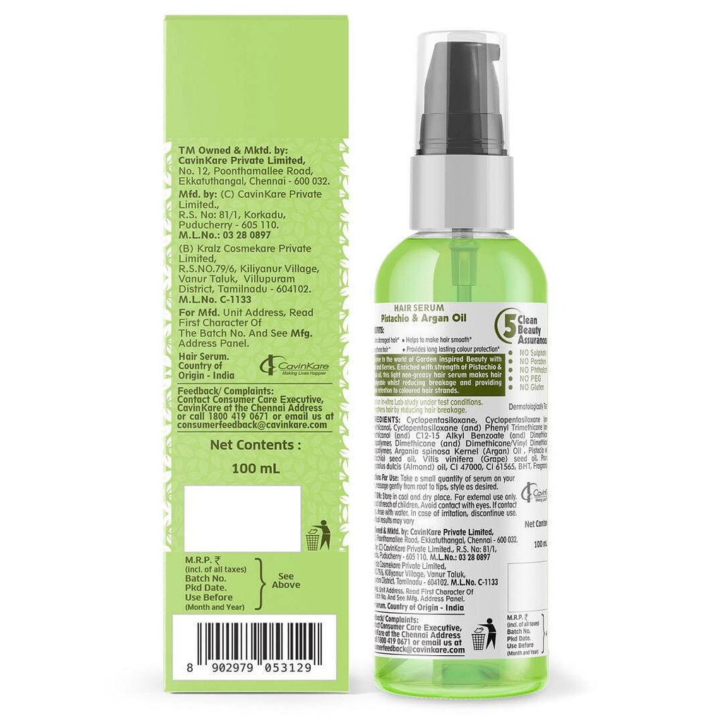 Pistachio and Argan Oil Hair serum for Repair and Colour Protect - 100 ml - Buds&Berries