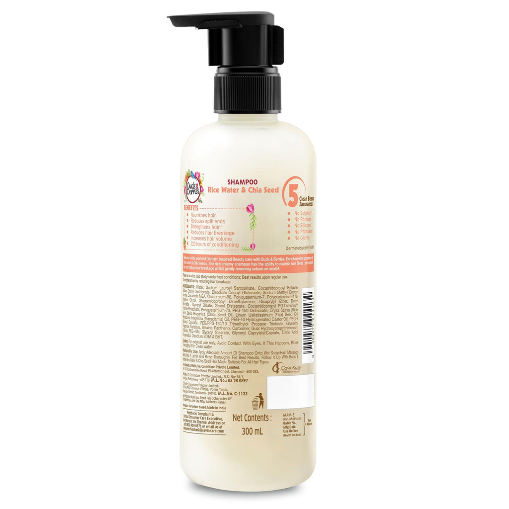 Rice Water and Chia Seed Shampoo for Nourishment - 300 ml - Buds&Berries