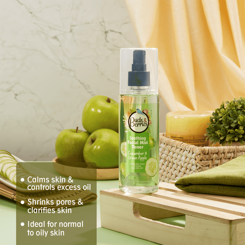 Soothing Cucumber and Green Apple Facial Mist Toner 200 ml - Buds&Berries