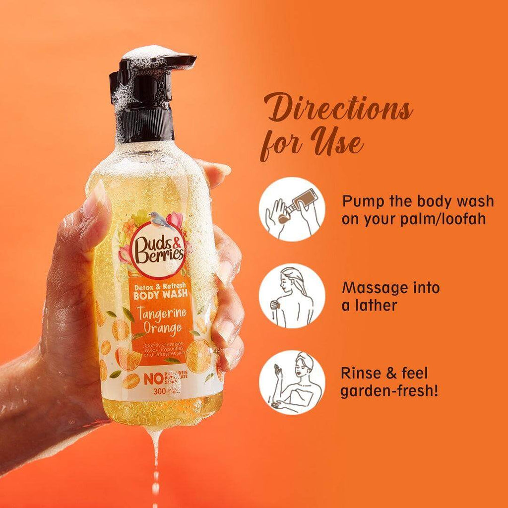 Tangerine Orange Detox and Refresh Bodywash - 300 ml - Buds&Berries