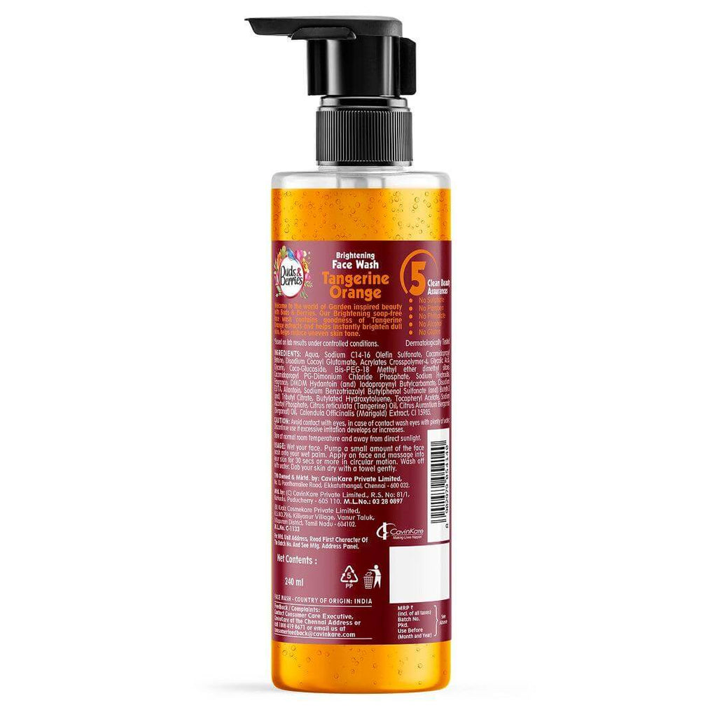 Tangerine Orange Facewash for Brightening - 240 ml - Buds&Berries