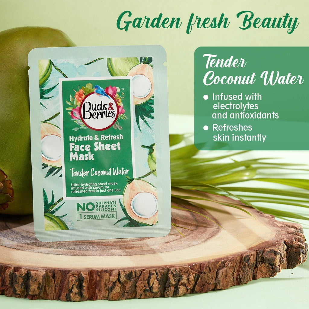 Tender Coconut Water Hydrate and Refresh Face Sheet Mask - Buds&Berries